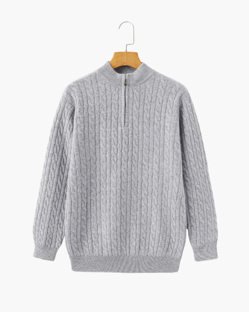 100 % gewebter Kaschmirpullover mit halbem Reißverschluss