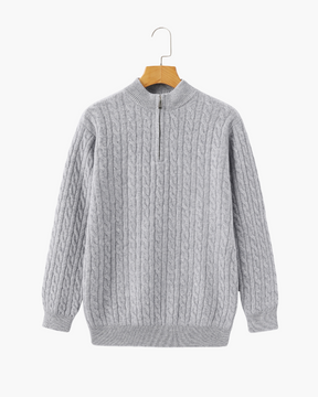 100 % gewebter Kaschmirpullover mit halbem Reißverschluss